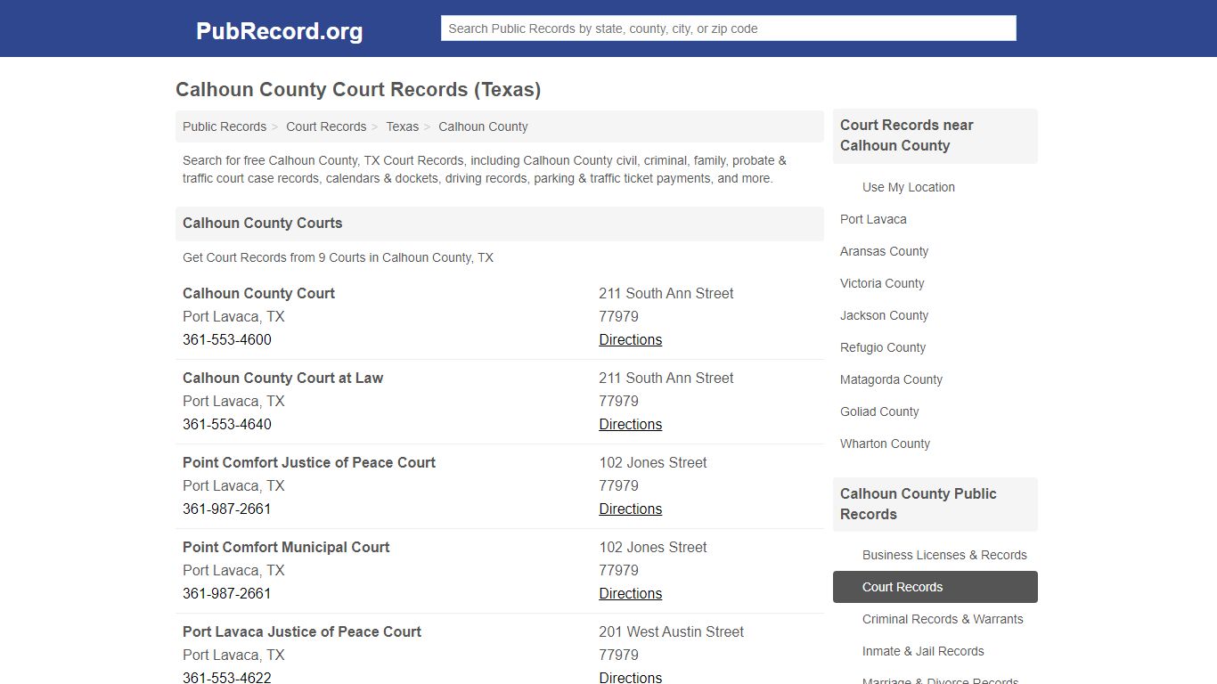 Free Calhoun County Court Records (Texas Court Records)